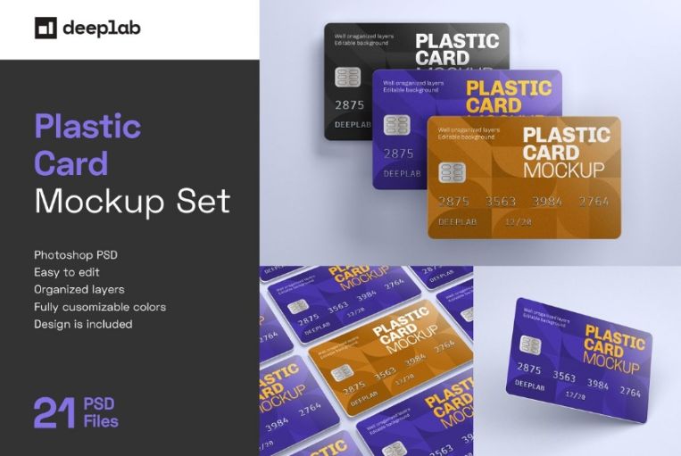 21 Plastic Card Mockup Set