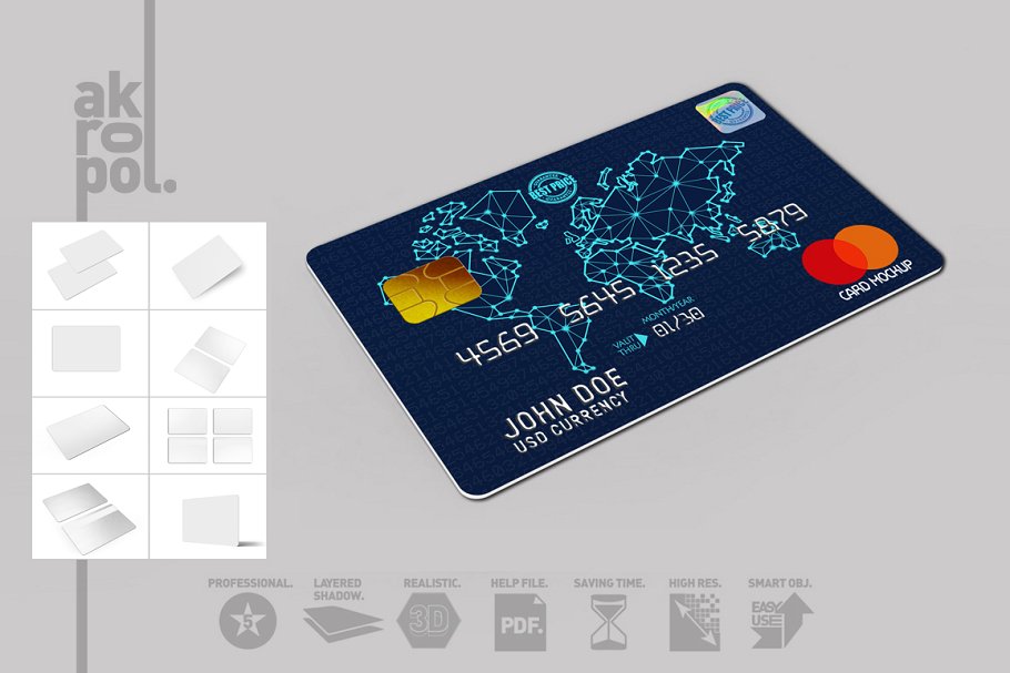 3D Credit Card Mockup Set