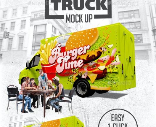 3D Food Truck Branding Mockup