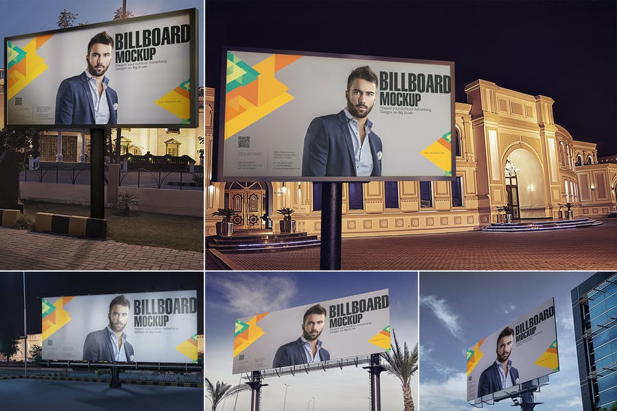 5 Unique Billboard Mockups PSD