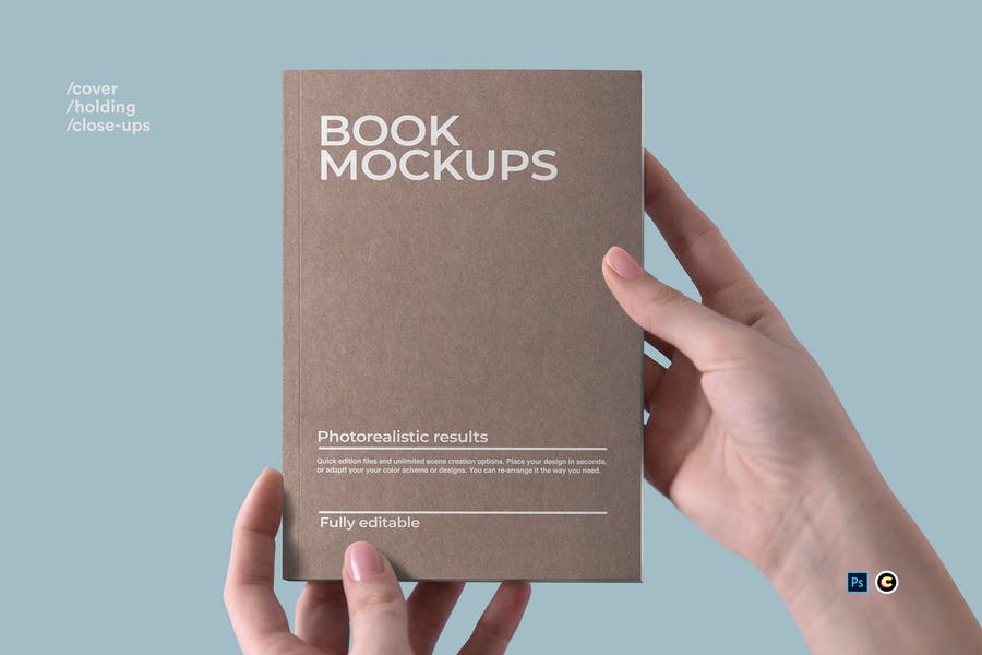 Book in Hand Mockups PSD