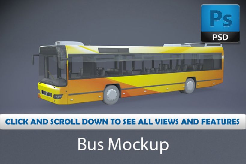 Editable School Bus Mockup PSD