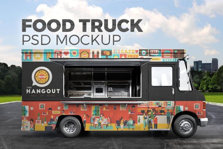 Elegant Food Truck Mockup PSD