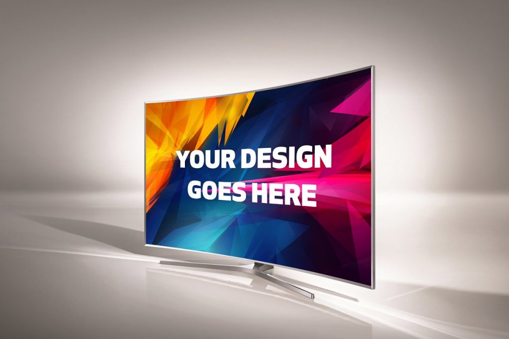 Isolated Curved TV Screen Mockup