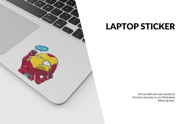Laptop Sticker Mockups PSD
