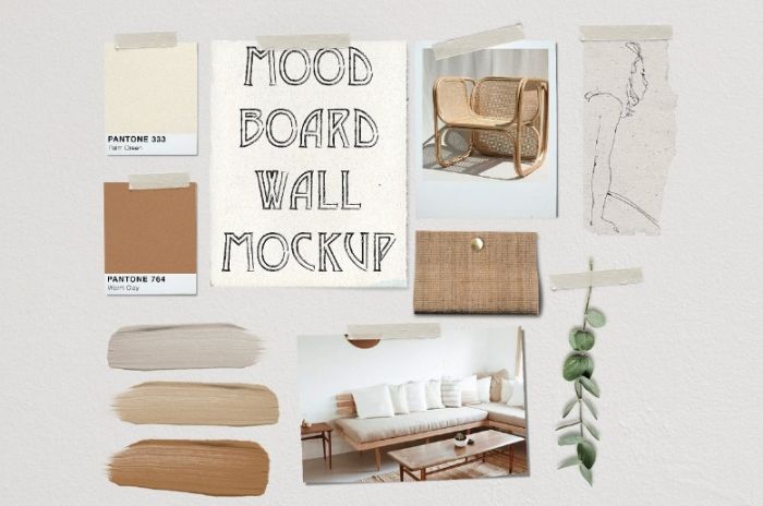 Mood Board Wall Mockup PSD