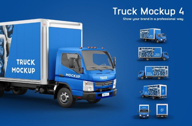 Professiomal Truck Branding Mockup PSD