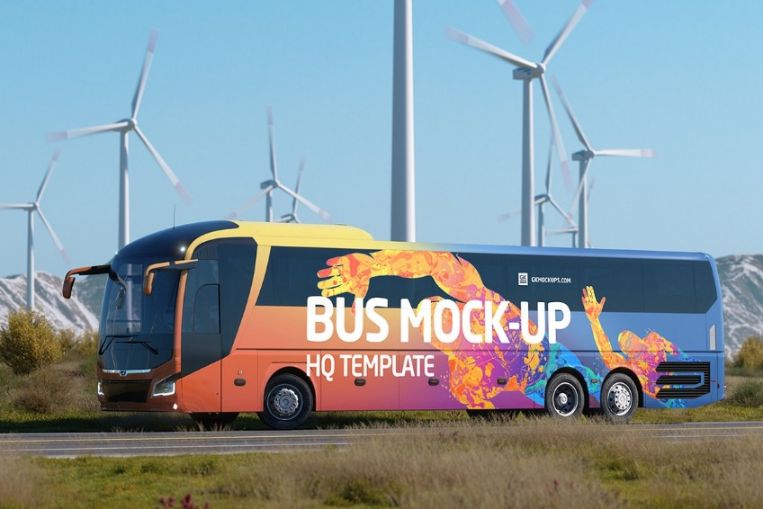 Realistic Bus Branding Mockups