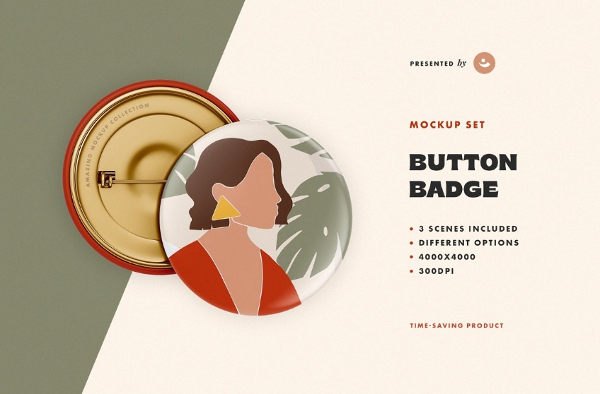 Simple Button Badge Mockup PSD