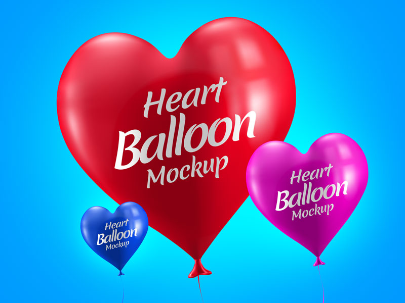 Simple Heart Balloon Mockup PSD