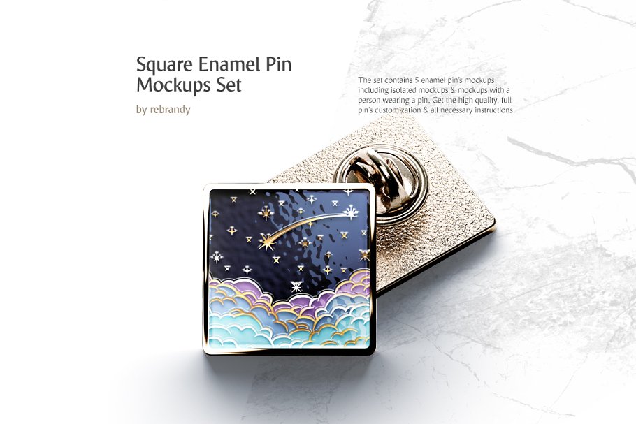Square Enamel PIN Mockup PSD