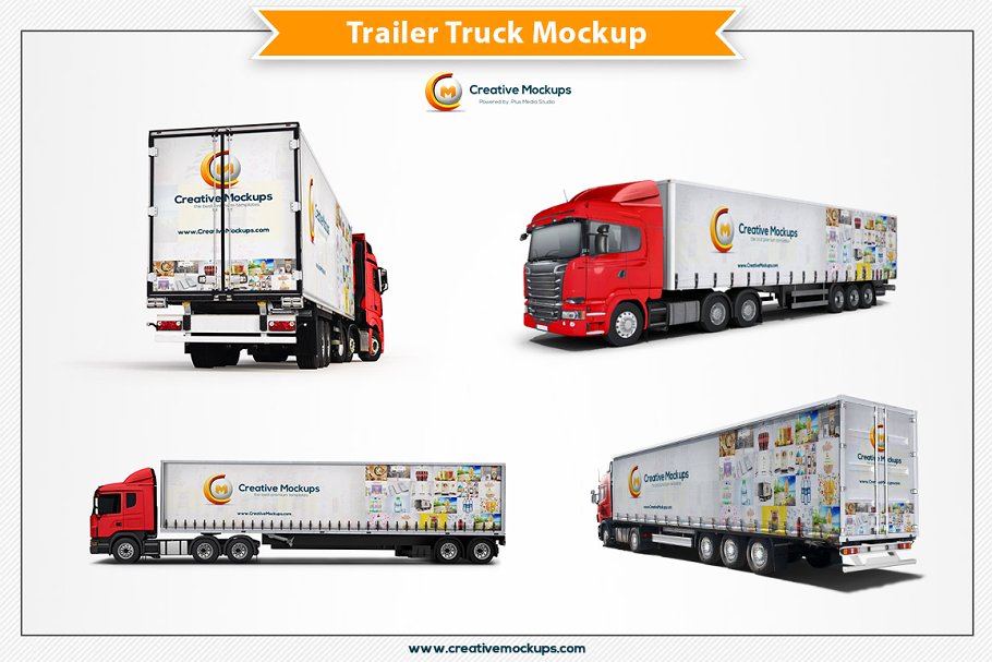 Trailer Truck Mockup PSD