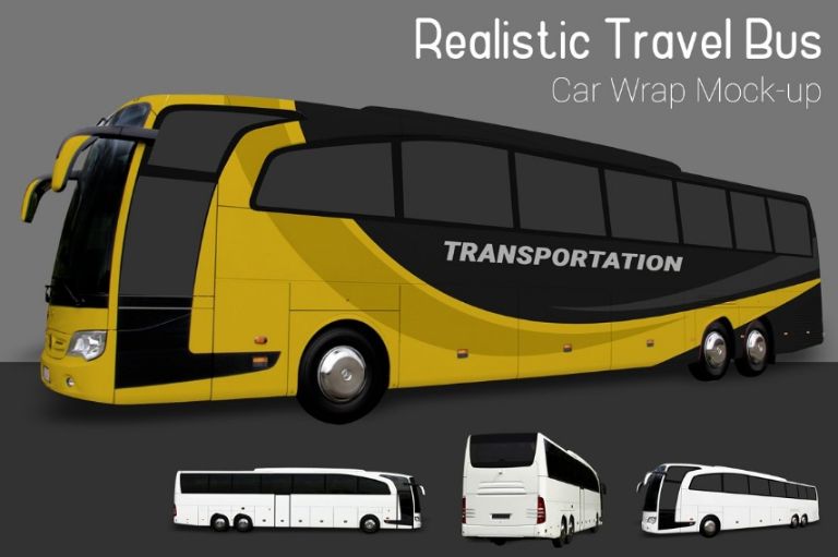 Travel Bus Branding Mockup PSD