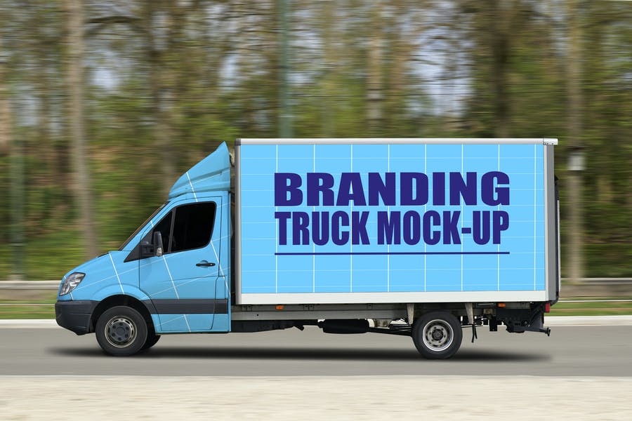 Truck in Branding Mockup PSD