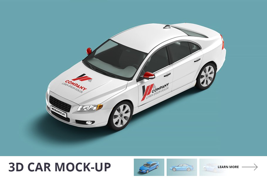 3D Car Branding Mockup PSD