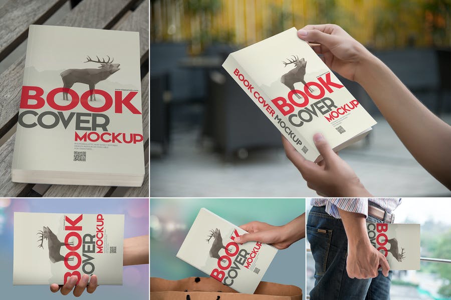 5 Book Cover Branding Mockups