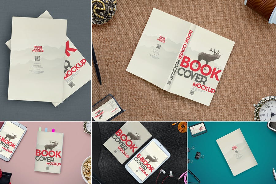 5 HD Quality Book Cover Mockups