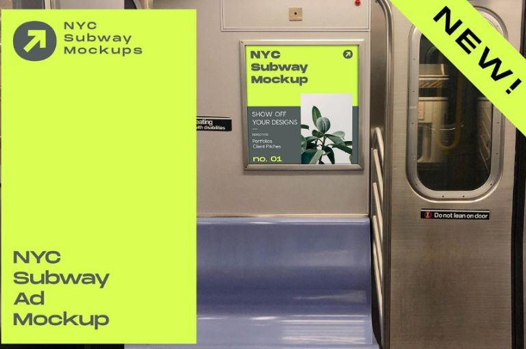 Ad Inside Subway Train Mockup 