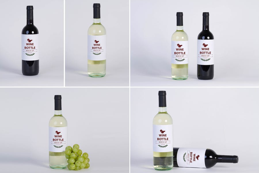 Clean Wine Label Bottle Mockups