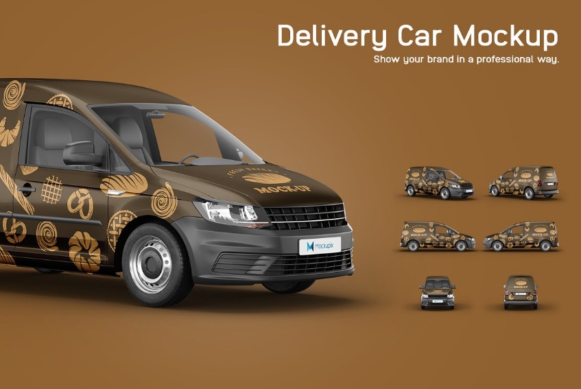 Delivery Car Branding Mockup PSD