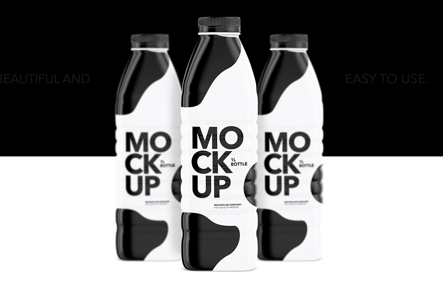 Glossy Milk Bottle Mockup PSD