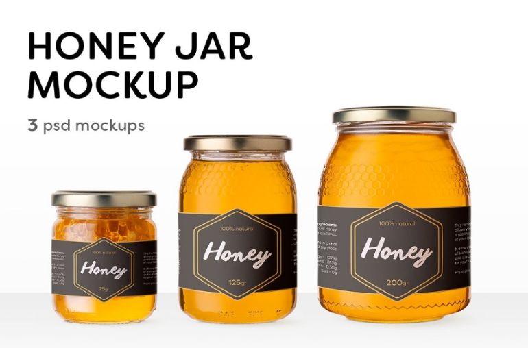 Honey Jar Labels Mockup PSD