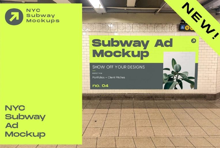 Indoor Subway Branding Mockup PSD
