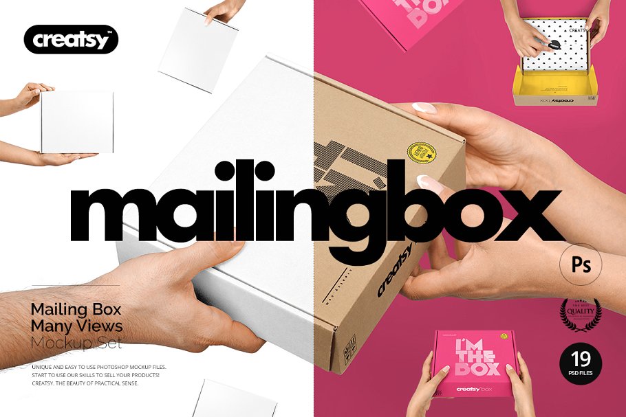 Mailing Box in Hands Mockup