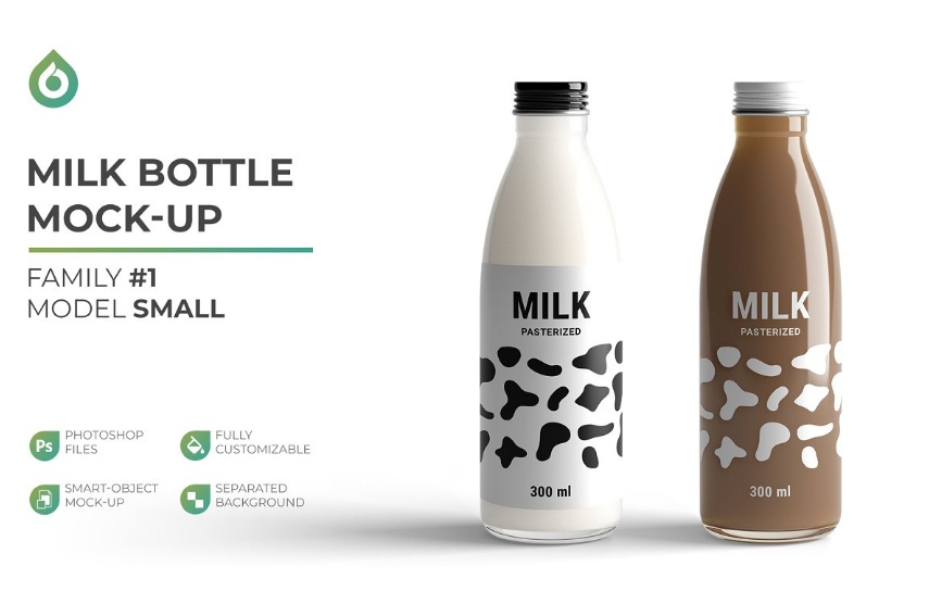 Milk Bottle Branding Mockup PSD