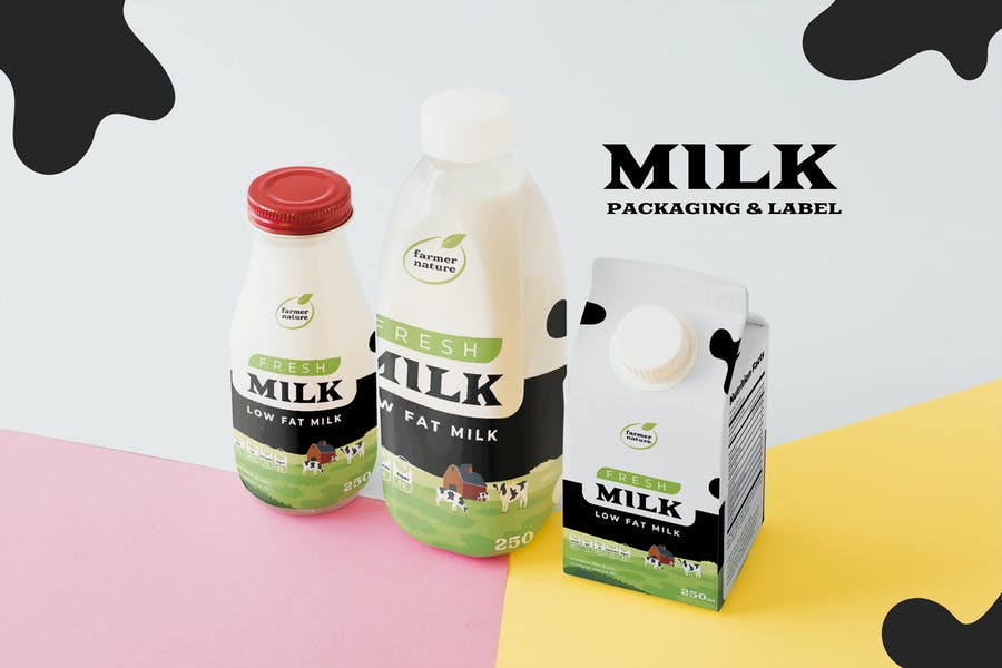 Milk Packaging and Label Mockup