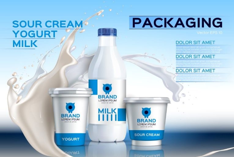 Milk Products Packaging Mockup PSD