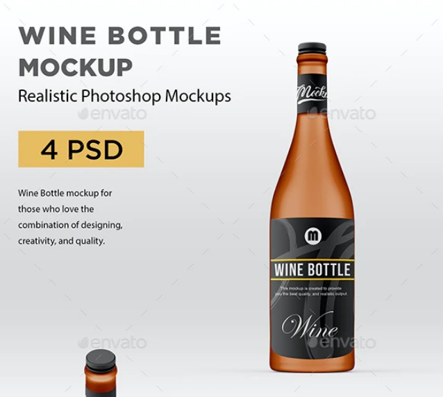 Photo Realistic Wine Branding Mockup PSD