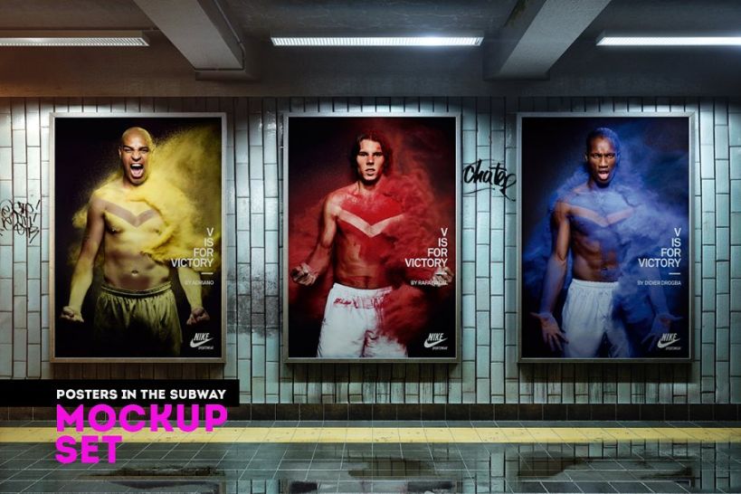 Posters in Subway Mockups