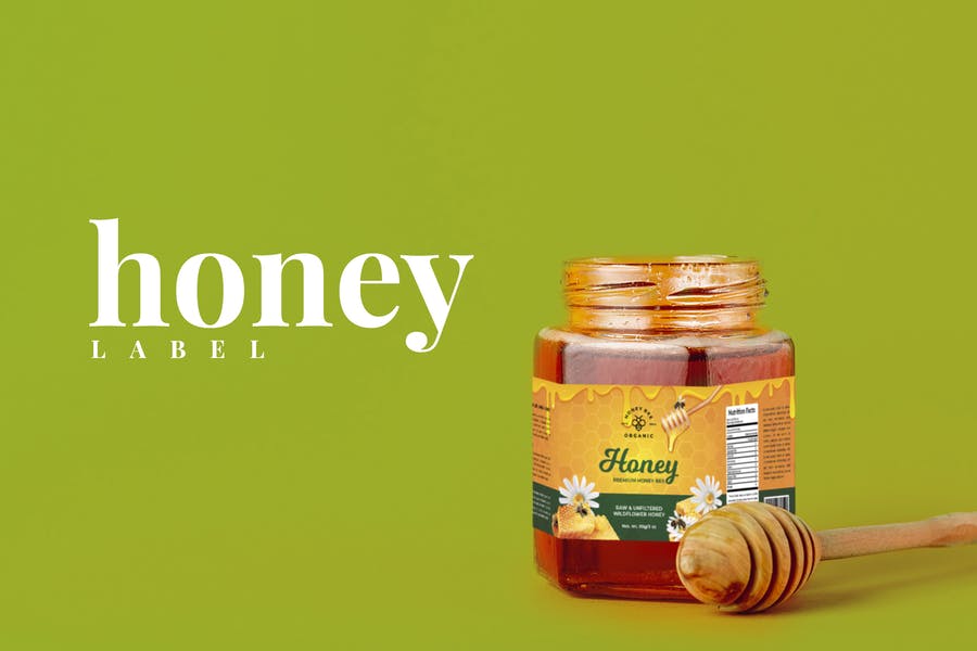 Professional Honey Label Mockup PSD