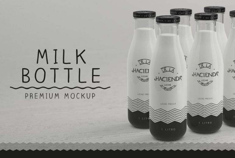 Realistic Milk Bottle Mockups