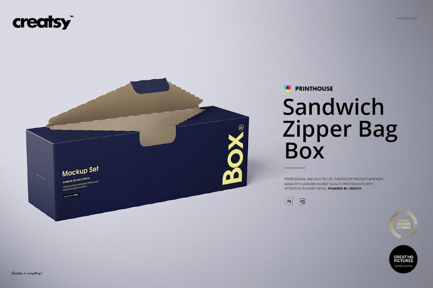 Sandwich Box Mockup PSD