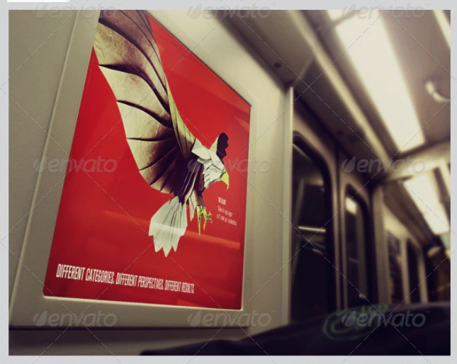 Subway Train Ad Mockup PSD