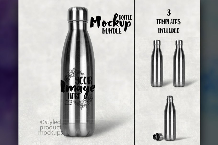 Tampered Water Bottle Mockup PSD