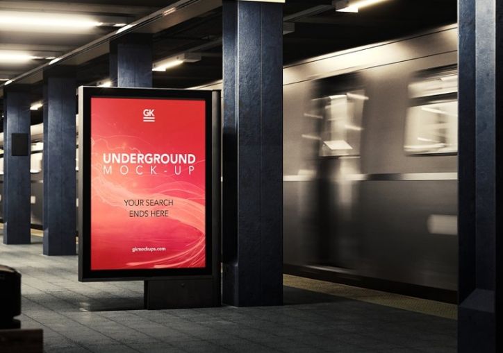 Underground Subway Billboard Mockup PSD