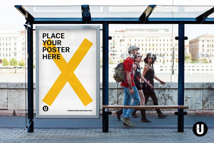 Urban Bus Station Poster Mockup