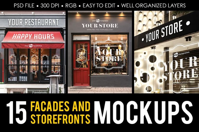15 Storefront Mockups PSD