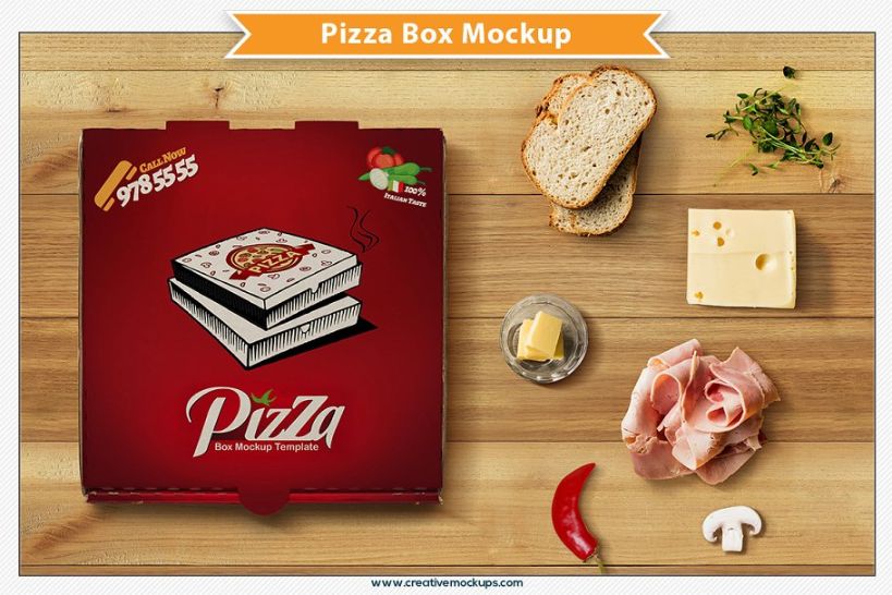 3D High Resolution Pizza Box Mockup