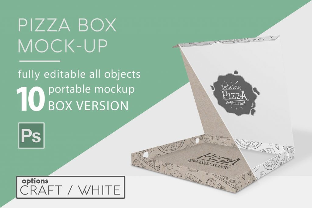 Editable Pizza Box Mockup PSD