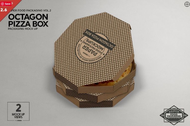 Octagon Pizza Box Mockup PSD