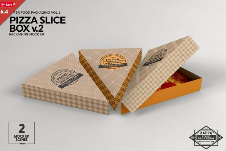 Paper Pizza Slice Box Mockup