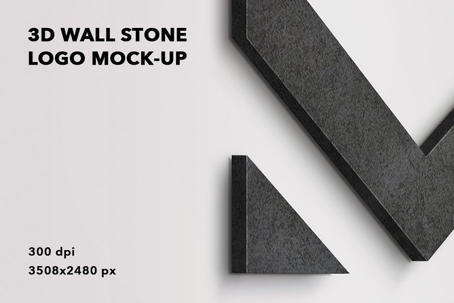 3D Wall Stone Mockup PSD