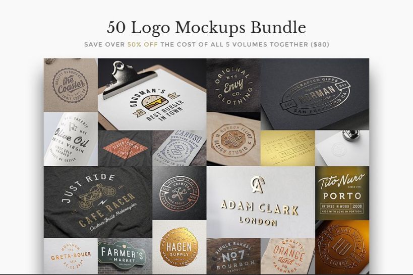 50 Photorealistic Logo Mockups Bundle