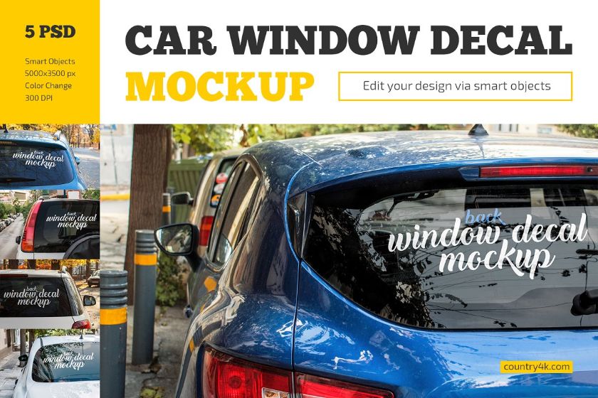 Car Window Decal Mockup PSD