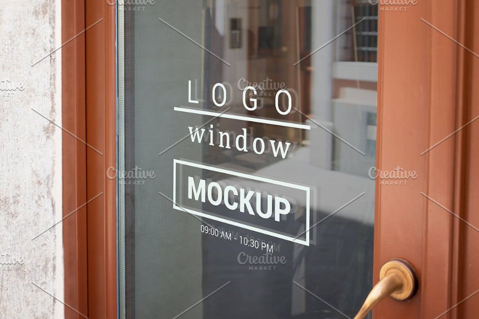 Logo Mockup on Restaurant Door Window