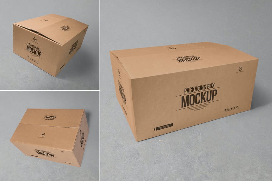3 Cardboard Box Mockups